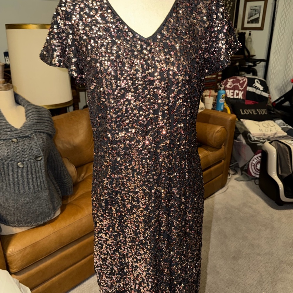 Vince Camuto Black With Mixed Metallic Sequin Mini Dress
